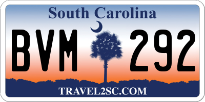 SC license plate BVM292