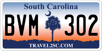 SC license plate BVM302