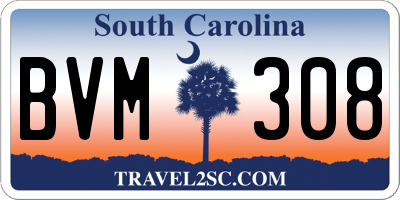 SC license plate BVM308