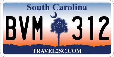 SC license plate BVM312