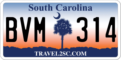 SC license plate BVM314