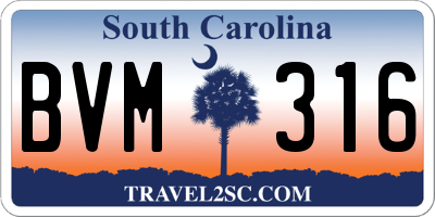SC license plate BVM316