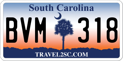 SC license plate BVM318