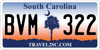 SC license plate BVM322