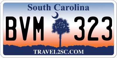 SC license plate BVM323
