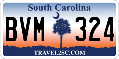 SC license plate BVM324