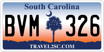 SC license plate BVM326