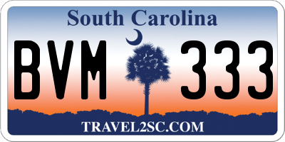 SC license plate BVM333