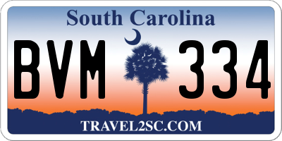SC license plate BVM334