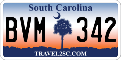 SC license plate BVM342