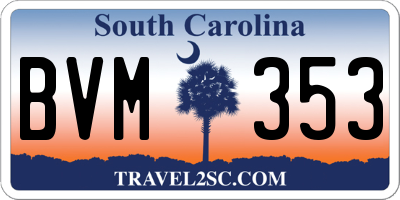 SC license plate BVM353