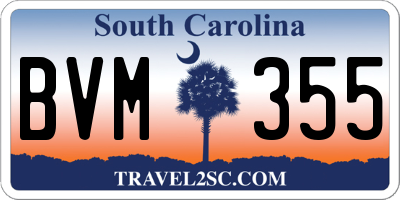 SC license plate BVM355