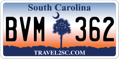 SC license plate BVM362