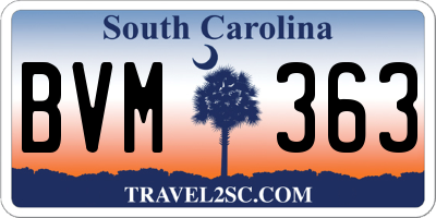SC license plate BVM363