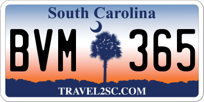 SC license plate BVM365