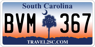 SC license plate BVM367