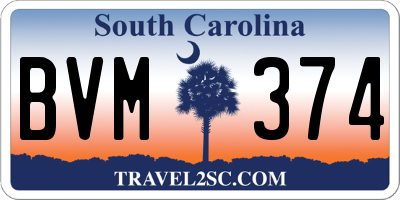 SC license plate BVM374