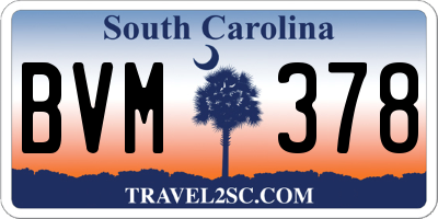 SC license plate BVM378