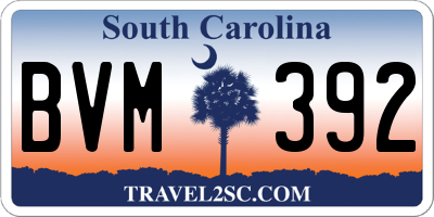 SC license plate BVM392