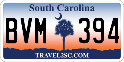 SC license plate BVM394