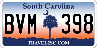 SC license plate BVM398