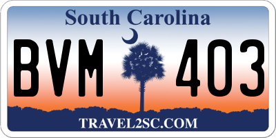 SC license plate BVM403