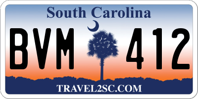 SC license plate BVM412