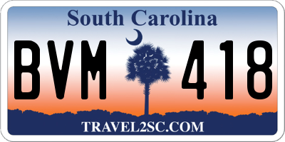 SC license plate BVM418