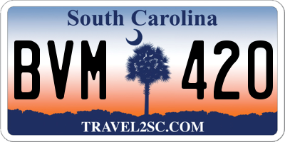 SC license plate BVM420