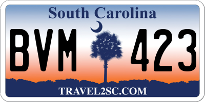 SC license plate BVM423