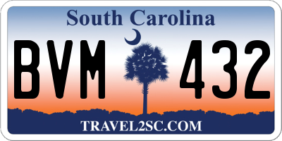 SC license plate BVM432