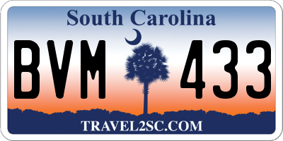 SC license plate BVM433
