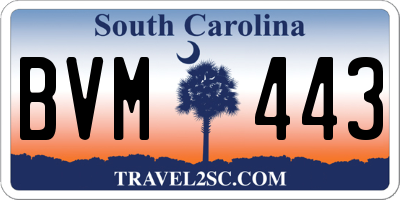SC license plate BVM443