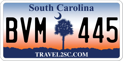 SC license plate BVM445