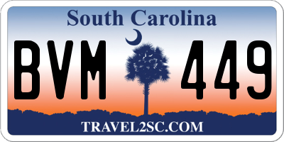 SC license plate BVM449
