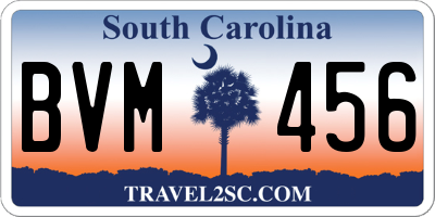 SC license plate BVM456