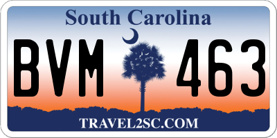 SC license plate BVM463
