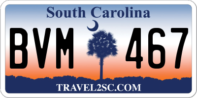 SC license plate BVM467