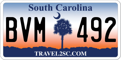 SC license plate BVM492