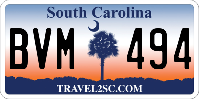 SC license plate BVM494