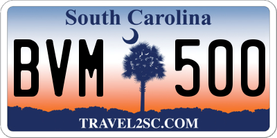 SC license plate BVM500
