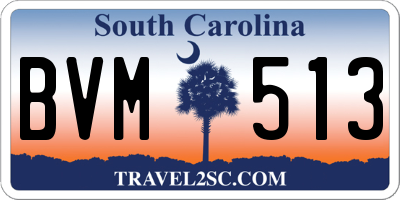 SC license plate BVM513