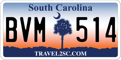 SC license plate BVM514