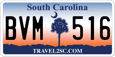 SC license plate BVM516