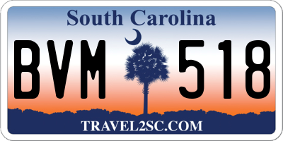 SC license plate BVM518