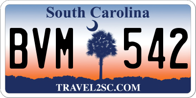 SC license plate BVM542