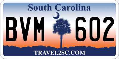 SC license plate BVM602