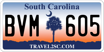 SC license plate BVM605