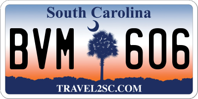 SC license plate BVM606