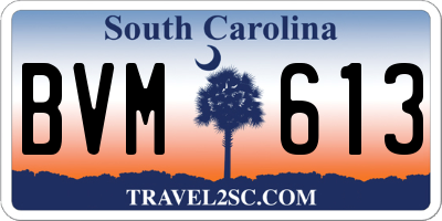 SC license plate BVM613